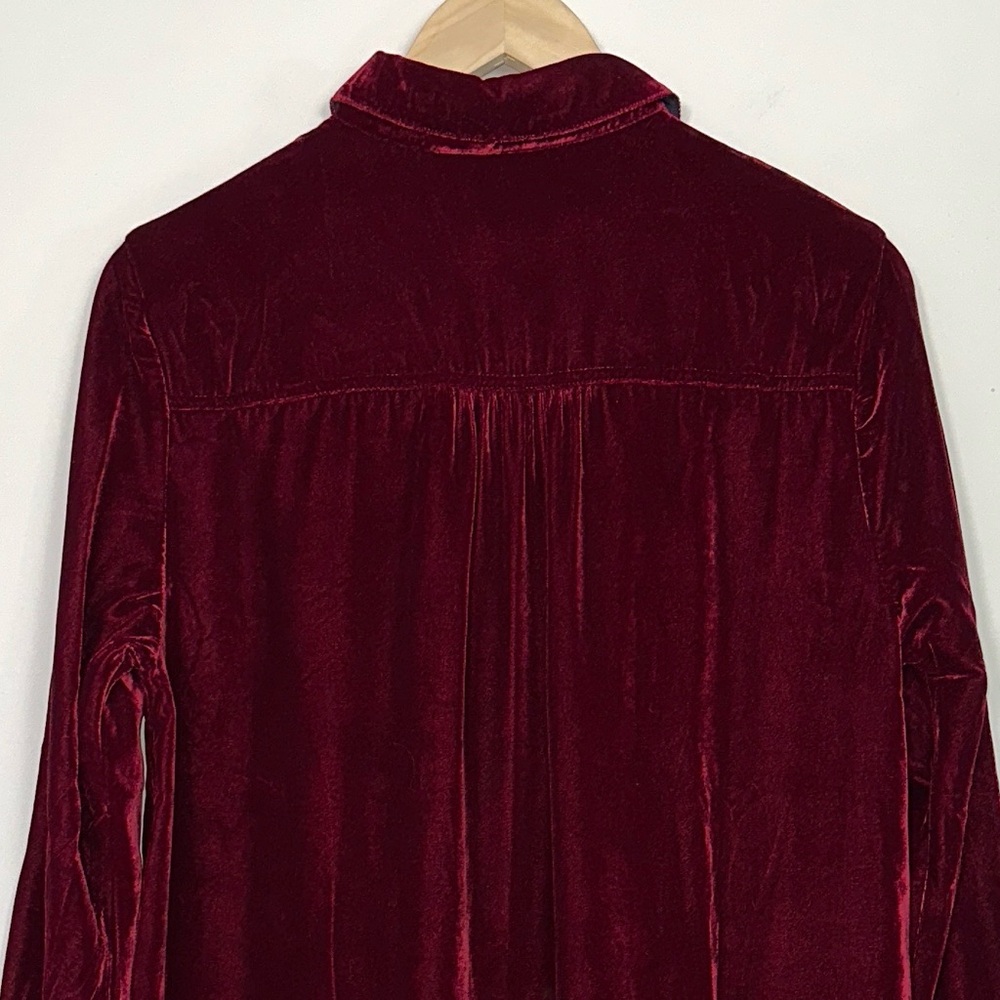 NWT Natural Life Rocky Velvet Button Front Shirt Dress in Cranberry - Picture 6 of 12